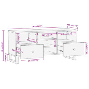 vidaXL Tv-bänk brun och svart 100x33,5x46 cm massivt mangoträ - Bild 11