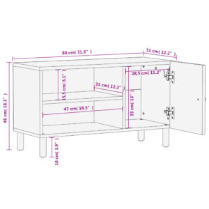 vidaXL Tv-bänk svart 80x31x46 cm massivt mangoträ - Bild 11