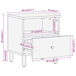 vidaXL Nattduksbord 40x33x46 cm massivt mangoträ - Bild 10