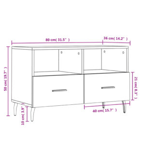 vidaXL Tv-bänk vit högglans 80x36x50 cm konstruerat trä - Bild 12