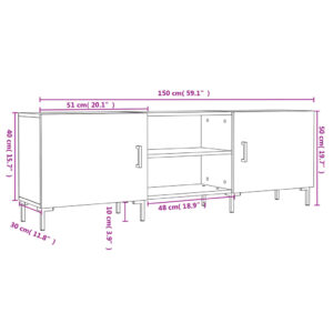 vidaXL Tv-bänk vit högglans 150x30x50 cm konstruerat trä - Bild 12