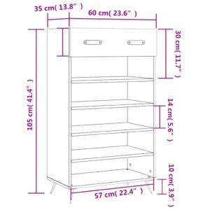 vidaXL Skohylla vit 60x35x105 cm konstruerat trä - Bild 12