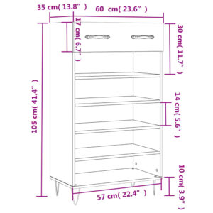 vidaXL Skohylla vit 60x35x105 cm konstruerat trä - Bild 12