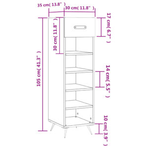 vidaXL Skohylla vit 30x35x105 cm konstruerat trä - Bild 10