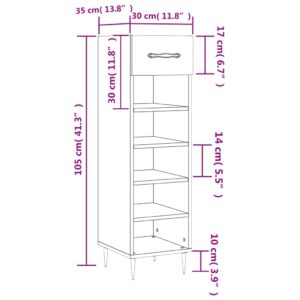 vidaXL Skohylla vit 30x35x105 cm konstruerat trä - Bild 12