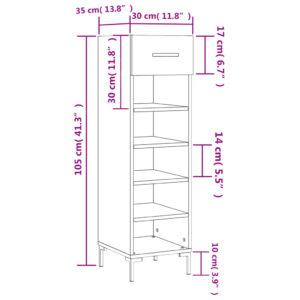 vidaXL Skohylla vit 30x35x105 cm konstruerat trä - Bild 12