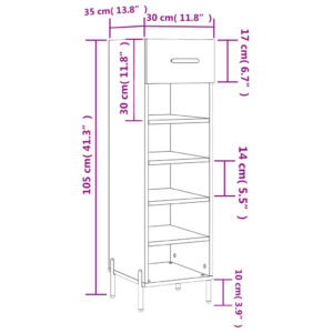 vidaXL Skohylla vit 30x35x105 cm konstruerat trä - Bild 12