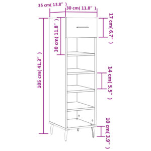 vidaXL Skohylla vit 30x35x105 cm konstruerat trä - Bild 12