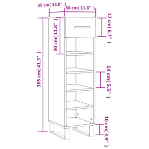 vidaXL Skohylla svart 30x35x105 cm konstruerat trä - Bild 12