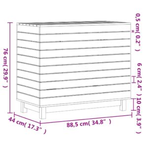 vidaXL Tvättkorg vit 88,5x44x76 cm massiv furu - Bild 10