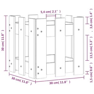 vidaXL Odlingslåda med staket-design vit 30x30x30 cm massiv furu - Bild 9