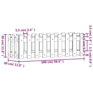 vidaXL Odlingslåda med staket-design svart 100x30x30 cm massiv furu - Bild 9