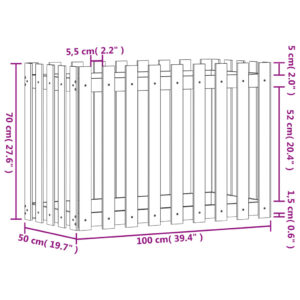 vidaXL Odlingslåda med staket-design vit 100x50x70 cm massiv furu - Bild 9