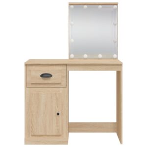 vidaXL Sminkbord med LED-lampor sonoma-ek 90x42x132,5 cm - Bild 5