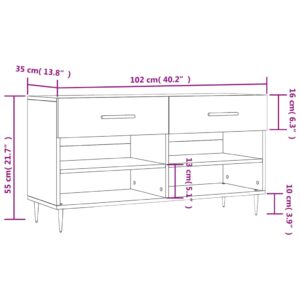 vidaXL Skobänk brun ek 102x35x55 cm konstruerat trä - Bild 12