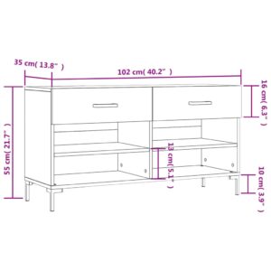 vidaXL Skobänk sonoma-ek 102x35x55 cm konstruerat trä - Bild 12