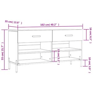 vidaXL Skobänk vit 102x35x55 cm konstruerat trä - Bild 12