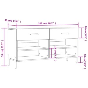 vidaXL Skobänk brun ek 102x35x55 cm konstruerat trä - Bild 12