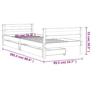 vidaXL Sängram för barnsäng m. lådor vit 80x200 cm massiv furu - Bild 10