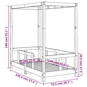 vidaXL Sängram för barnsäng 70x140 cm massiv furu - Bild 9