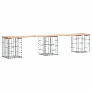 vidaXL Trädgårdsbänk gabion-design 203x31x42 cm massiv furu - Bild 2