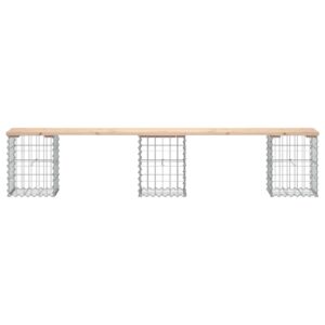 vidaXL Trädgårdsbänk gabion-design 203x31x42 cm massiv furu - Bild 3