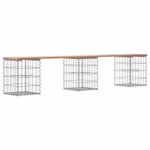 vidaXL Trädgårdsbänk gabion-design 203x31x42 cm massiv furu - Bild 5