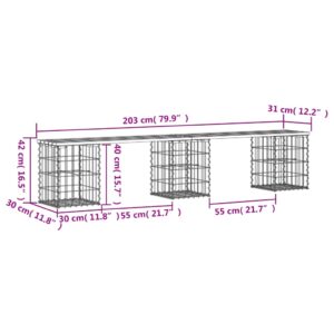 vidaXL Trädgårdsbänk gabion-design 203x31x42 cm massiv furu - Bild 8