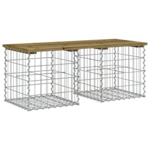 vidaXL Trädgårdsbänk gabion-design 103x44x42 cm tryckimpregnerad furu - Bild 2