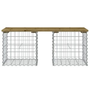 vidaXL Trädgårdsbänk gabion-design 103x44x42 cm tryckimpregnerad furu - Bild 3