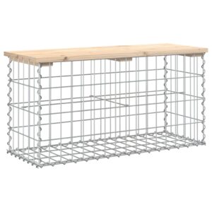 vidaXL Trädgårdsbänk gabion-design 83x31,5x42 cm massiv furu - Bild 2