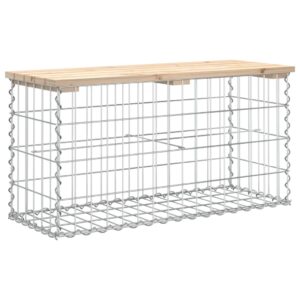 vidaXL Trädgårdsbänk gabion-design 83x31,5x42 cm massiv furu - Bild 5