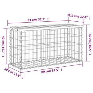 vidaXL Trädgårdsbänk gabion-design 83x31,5x42 cm massiv furu - Bild 8