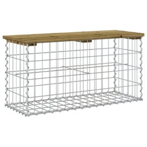 vidaXL Trädgårdsbänk gabion-design 83x31,5x42 cm impregnerad furu - Bild 2