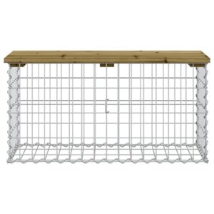 vidaXL Trädgårdsbänk gabion-design 83x31,5x42 cm impregnerad furu - Bild 3