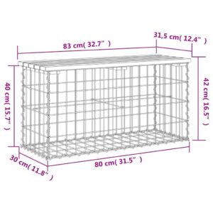 vidaXL Trädgårdsbänk gabion-design 83x31,5x42 cm impregnerad furu - Bild 8