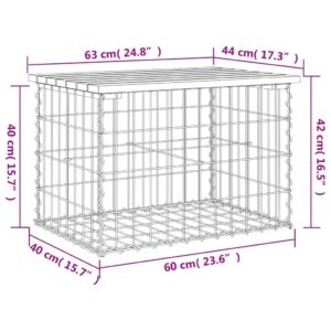 vidaXL Trädgårdsbänk gabion-design 63x44x42 cm massiv furu - Bild 8