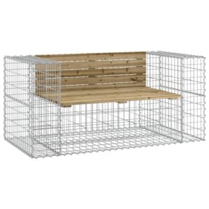 vidaXL Trädgårdsbänk gabion-design 143x71x65,5 cm impregnerad furu - Bild 2