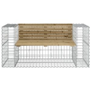 vidaXL Trädgårdsbänk gabion-design 143x71x65,5 cm impregnerad furu - Bild 3