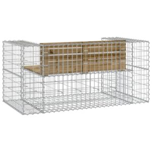 vidaXL Trädgårdsbänk gabion-design 143x71x65,5 cm impregnerad furu - Bild 5