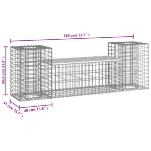 vidaXL Trädgårdsbänk gabiondesign 183x41x60,5 cm impregnerad furu - Bild 8