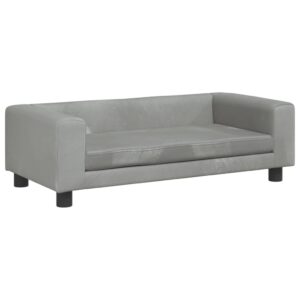 vidaXL Barnsoffa med fotpall ljusgrå 100x50x30 cm sammet - Bild 6