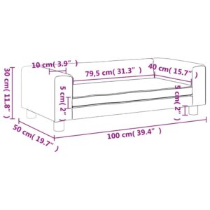 vidaXL Barnsoffa med fotpall ljusgrå 100x50x30 cm sammet - Bild 9