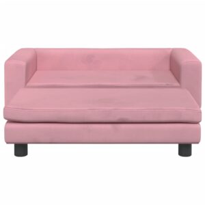 vidaXL Barnsoffa med fotpall rosa 100x50x30 cm sammet - Bild 3