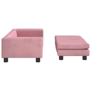 vidaXL Barnsoffa med fotpall rosa 100x50x30 cm sammet - Bild 4