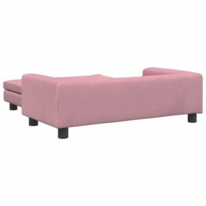 vidaXL Barnsoffa med fotpall rosa 100x50x30 cm sammet - Bild 5