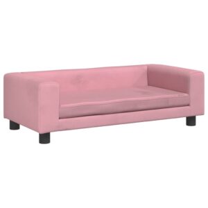 vidaXL Barnsoffa med fotpall rosa 100x50x30 cm sammet - Bild 6