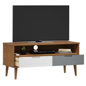 vidaXL Tv-bänk MOLDE brun 106x40x49 cm massiv furu - Bild 3