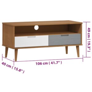 vidaXL Tv-bänk MOLDE brun 106x40x49 cm massiv furu - Bild 8