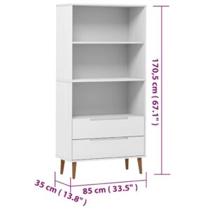 vidaXL Bokhylla MOLDE vit 85x35x170,5 cm massiv furu - Bild 8